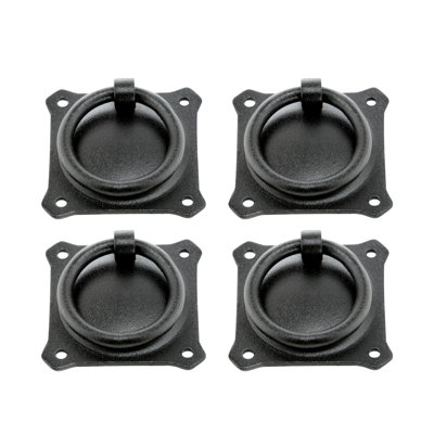 Wrought Iron Mission Style Ring Pull Black Cabinet