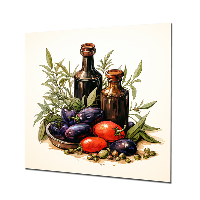 Rouge et vert, ensemble d'herbes parfumées III - épices, art mural en métal, H 16 po x l 16 po x P 1 po