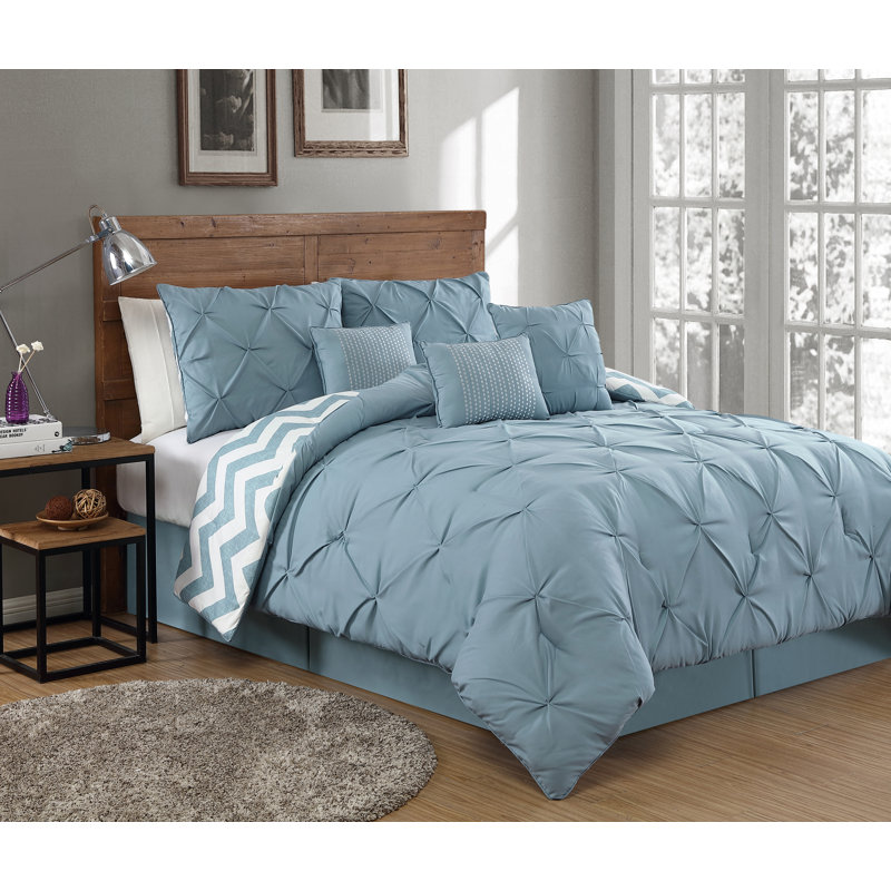 Polyester Comforter, Queen Comforter + 6 Additional Pieces, Spa Blue