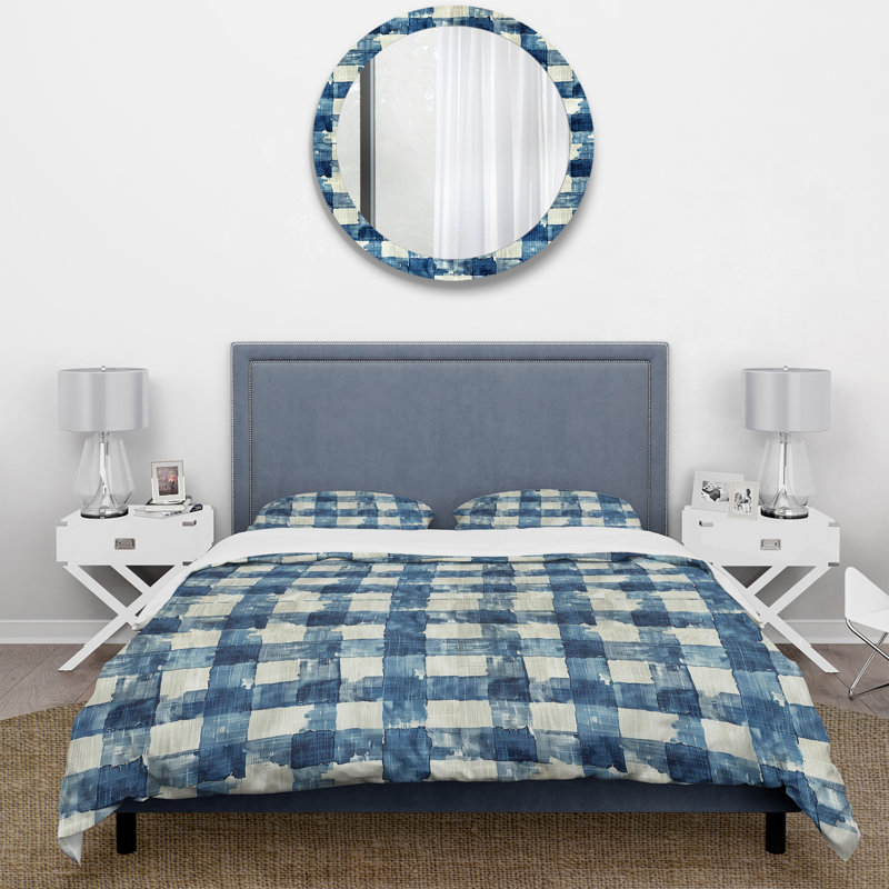 Ensemble de housse de couette Mid-Century Gingham II - Mid-Century, Housse de couette simple + 2 taies décoratives st