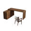 Ensemble de bureau en bois massif en forme de L 55,12 po noyer foncé
