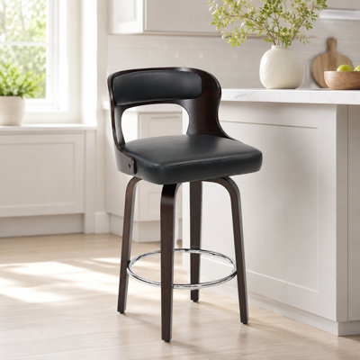 Swivel Faux Leather Counter Height Bar Stools