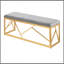 Banc en métal Folia Glam en acier doré et velours gris-308825352