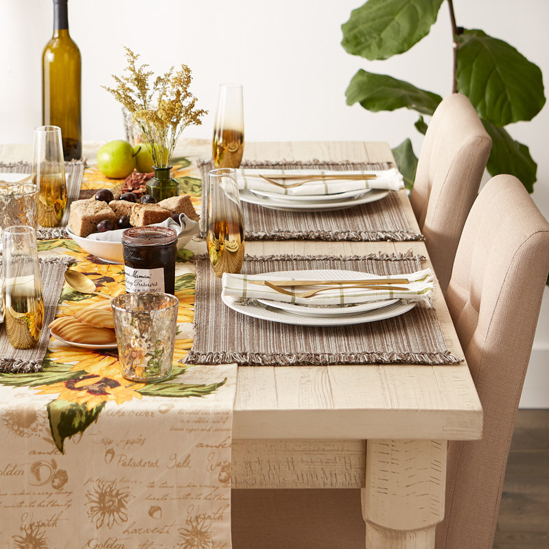 Ensemble de napperons en coton Wieland, Champignon, Couleur unie