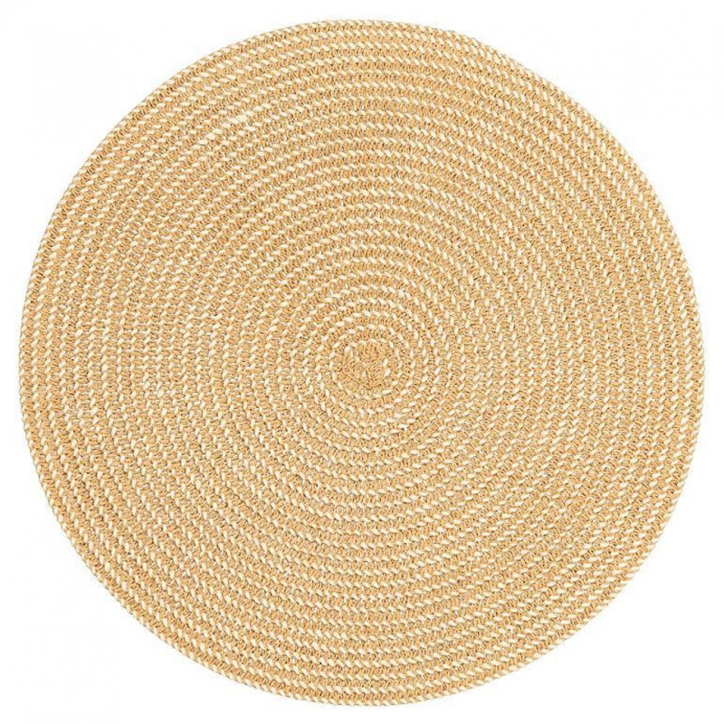 Napperon rond doux brun clair et ivoire, Tan/Ivory
