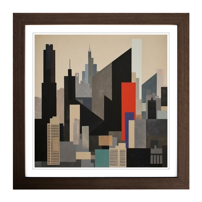 City Of Hong Kong Suprematism No.4 - Framed Print, Walnut