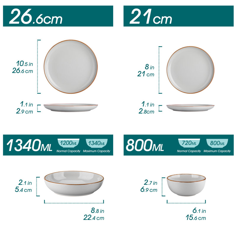 Vancasso  Stoneware Dinnerware - Set of 16 , Grey