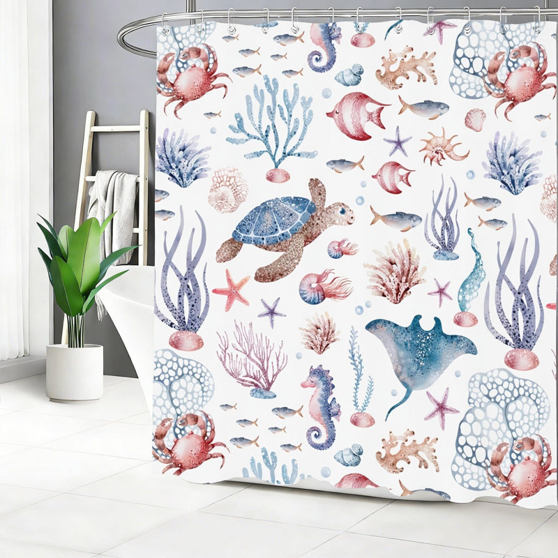 Rideau de douche aquarelle Ocean Life