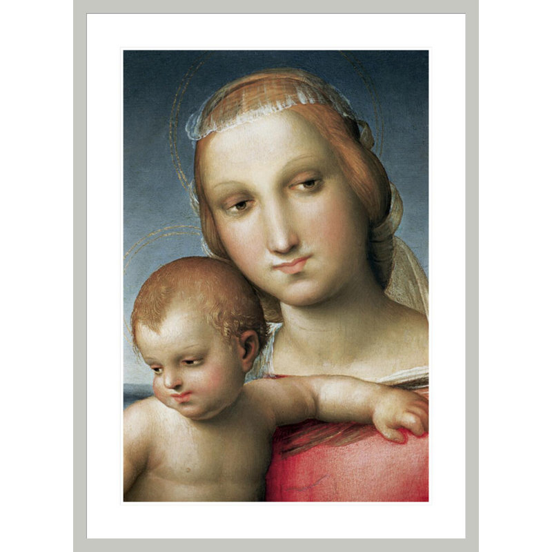 «Détail de la Vierge à l'enfant» par Raphael, impression giclée encadrée, H 41,5 po x l 30,5 po