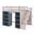 Full Size Loft Bed With 2 Four-Layer Storage Cabinets And Curtain