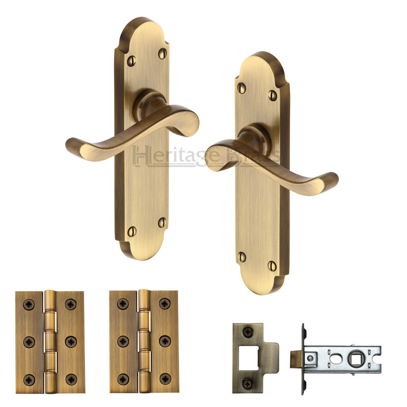 Heritage Brass Savoy Door Handle Kit, Antique