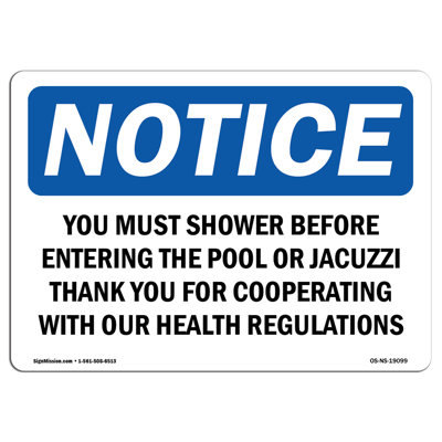 Osha Notice You Must Shower Before Entering The Pool Sign