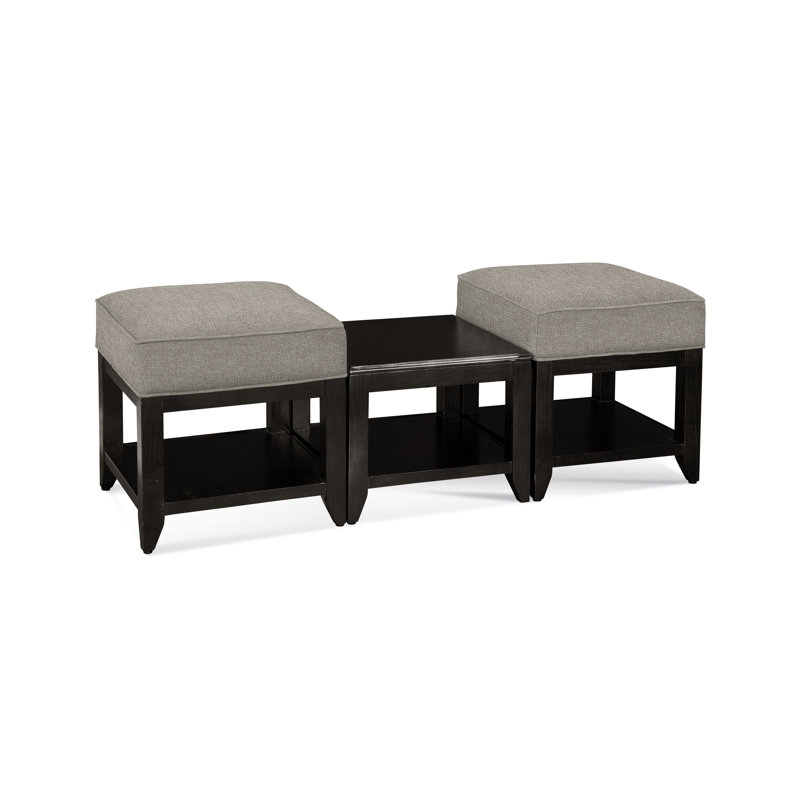 Elements Upholstered Cube Ottoman, Antique Black, Basic Gray; 0317-83