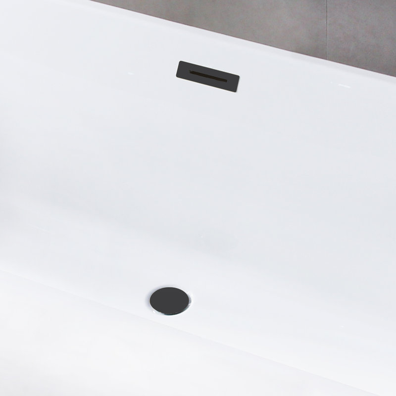 Kingston Brass Aqua Eden 67-Inch Acrylic Rectangular Double Ended Freestanding Tub With Drain, Matte Black