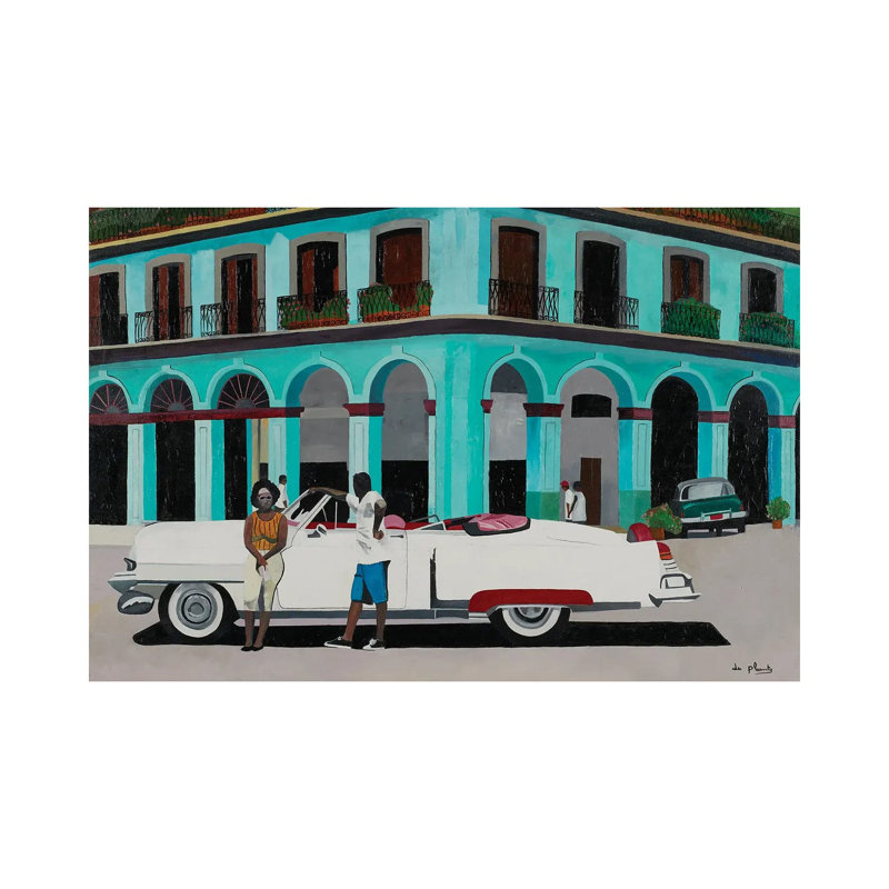 Turquoise Havana, Cuba - reproduction d'art sur toile tendue, H 12 po x l 18 po