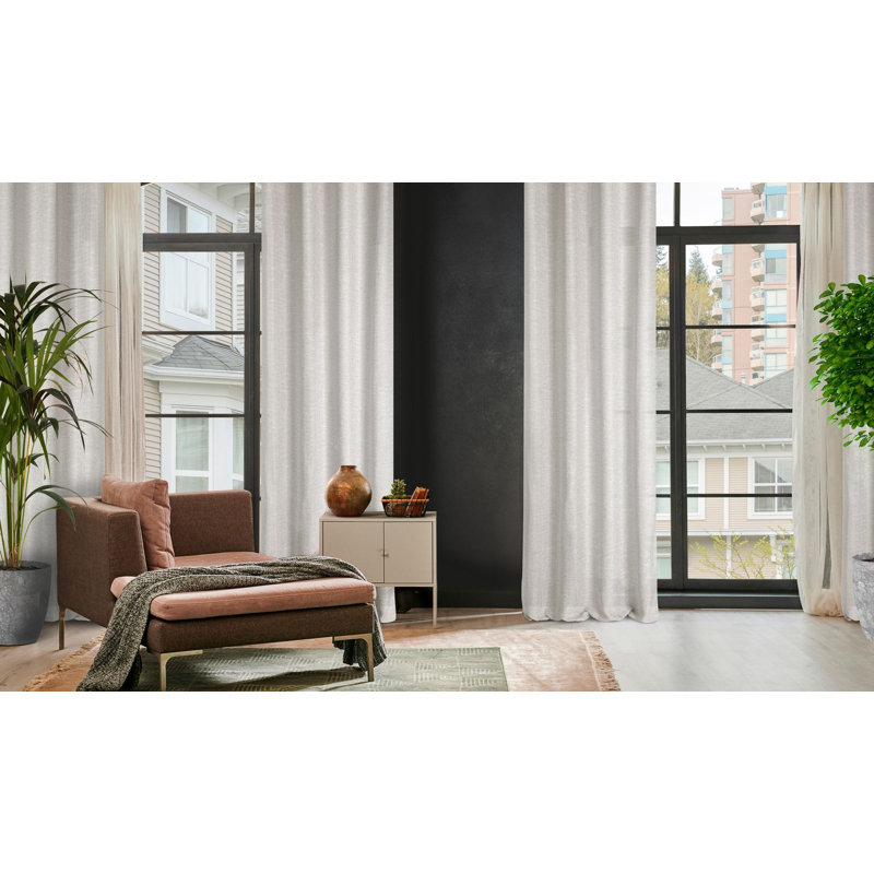 Hazara Semi Sheer Curtains Single Panel, Natural