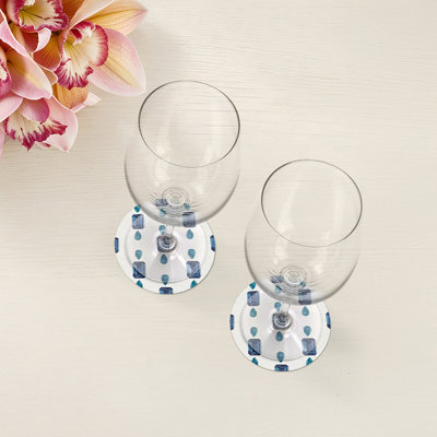 Gem Sapphires White Vegan Leather Round Coasters