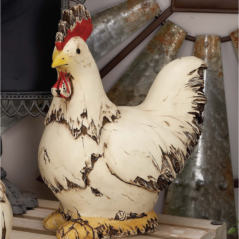 Mabank Rooster Decorative White Garden Sculpture