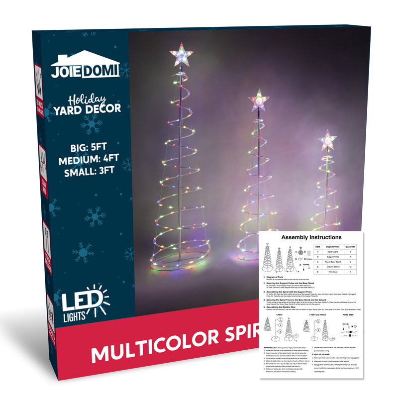 3 Piece Spiral Tree Lighted Display Set