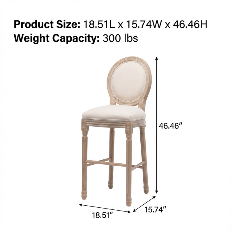 Ensemble de deux tabourets en bois de style champêtre français avec sièges rembourrés