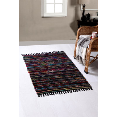 Marone Striped Cotton Hand Woven Area Rug