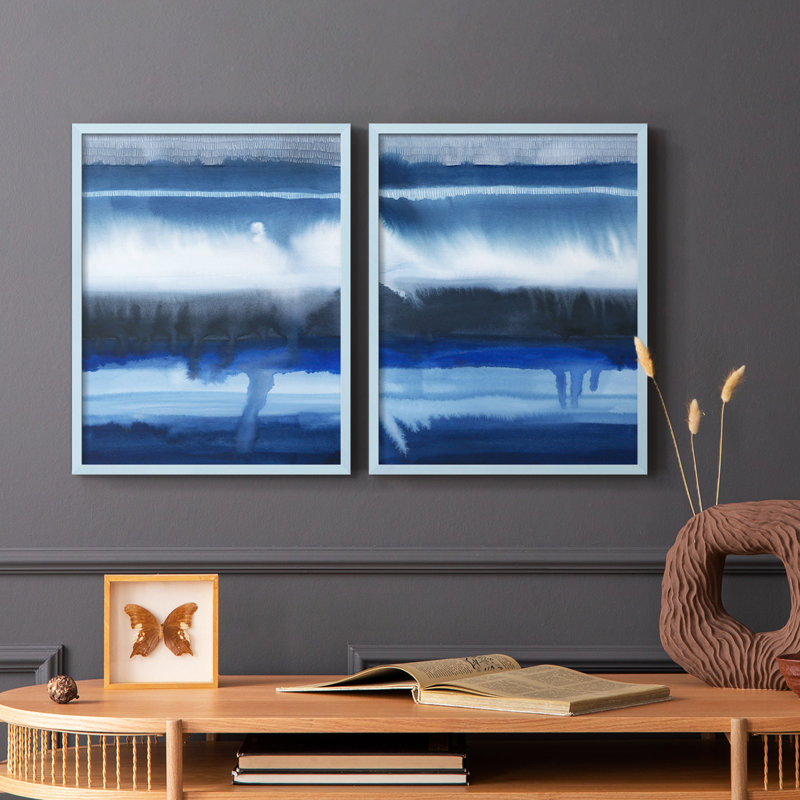 Impression encadrée I-Premium de Deep Blue Shore - prête à être accrochée - aucun clou requis - aucun clou requis, Bleu