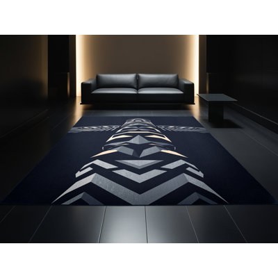 Tapis gris lavable à la machine à motif géométrique d'inspiration mondiale Bates