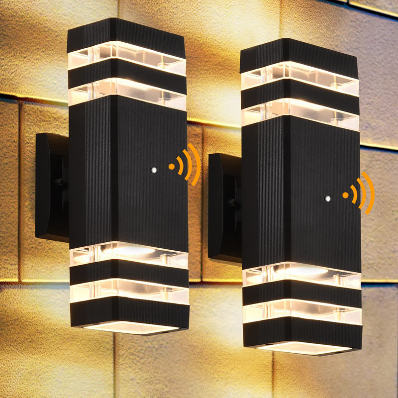 Dusk to Dawn Outdoor Wall Lighting with 7W LED Bulbs 2 Pack, Black