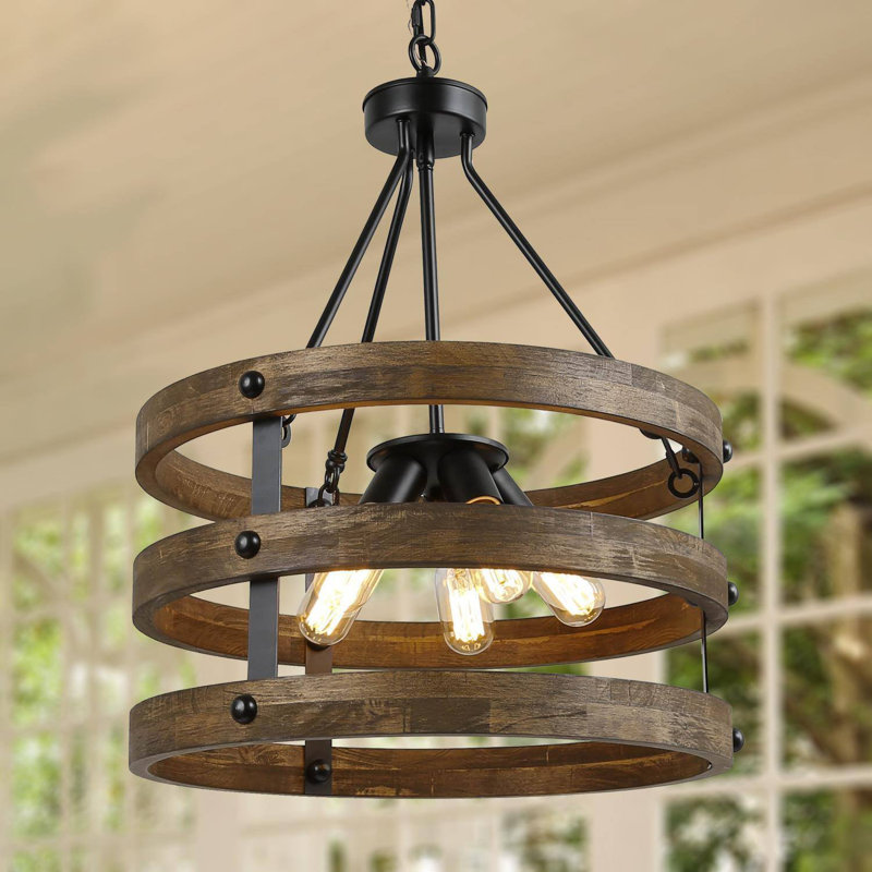 Lustre de style campagnard moderne à 5 lumières avec lanterne Gatlin