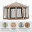 Hexagonal Pop Up Gazebo, Heavy Duty Outdoor Canopy Tent With 6 Mesh Sidewall Netting, 3-Level Adjustable Height And Strong Steel Frame