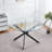 Kaison Dining Table with Tempered Glass Top & Cross Metal Legs-212068193