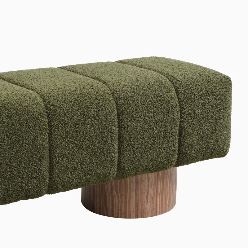 Boucle Fabric Upholstered Bench, Tool-Free Assembly, Sturdy Support for Multiple Spaces