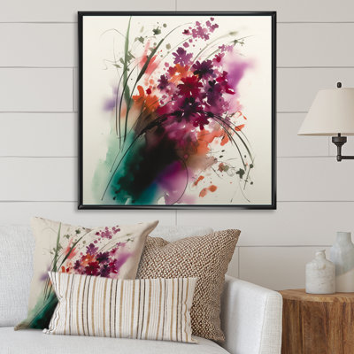 Vinoy, fleurs mauves et vertes élégantes sur toile