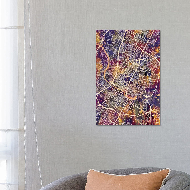 Austin Texas City Map II by Michael Tompsett - Wrapped Canvas Gallery-Wrapped Canvas Giclée