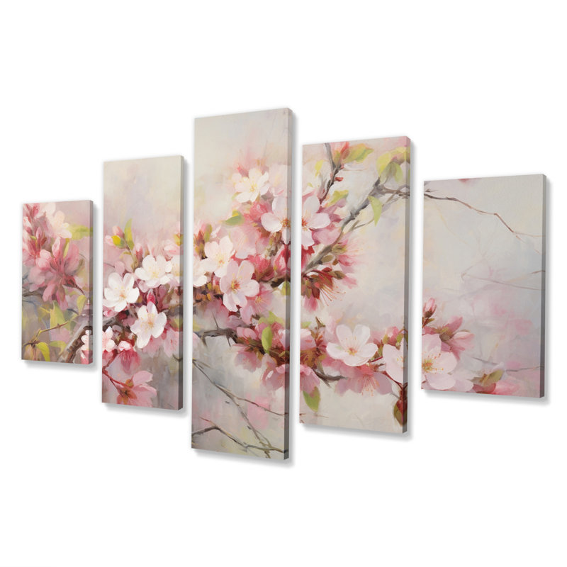 Fleur de pommier impressionniste 5 pièces