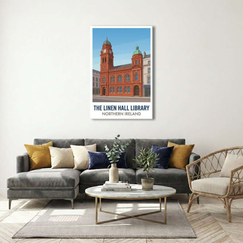 The Linen Hall Library, Northern Ireland - Redbrick Romance And Timeless Books. Giclee Print On Wrapped Canvas. Wall Art, Home Decor - Iconic Buildings & Architecture, Northern Ireland - Wrapped Canvas Print