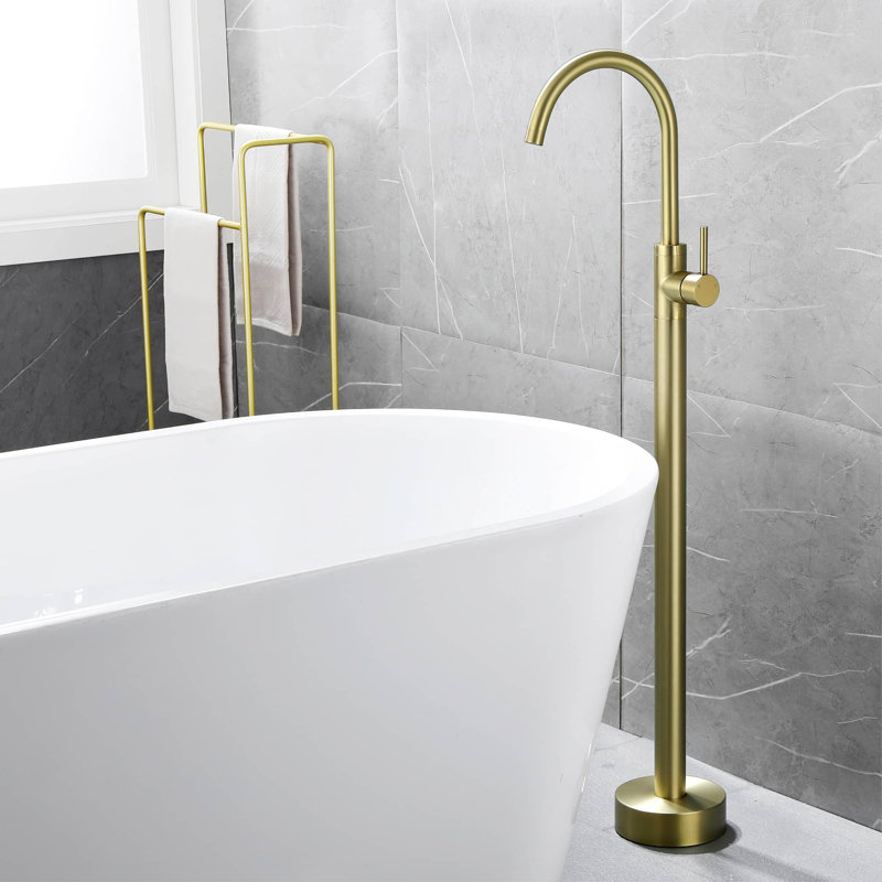 1 Handle Floor Clawfoot Tub Faucet, Brushed Gold