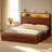 Wood Full Bed Frame with 6 Drawers and Spacious Storage Headboard Farmhouse LED Metal Platform Bed with Charging Station No Boxing Need-255102226-253110980