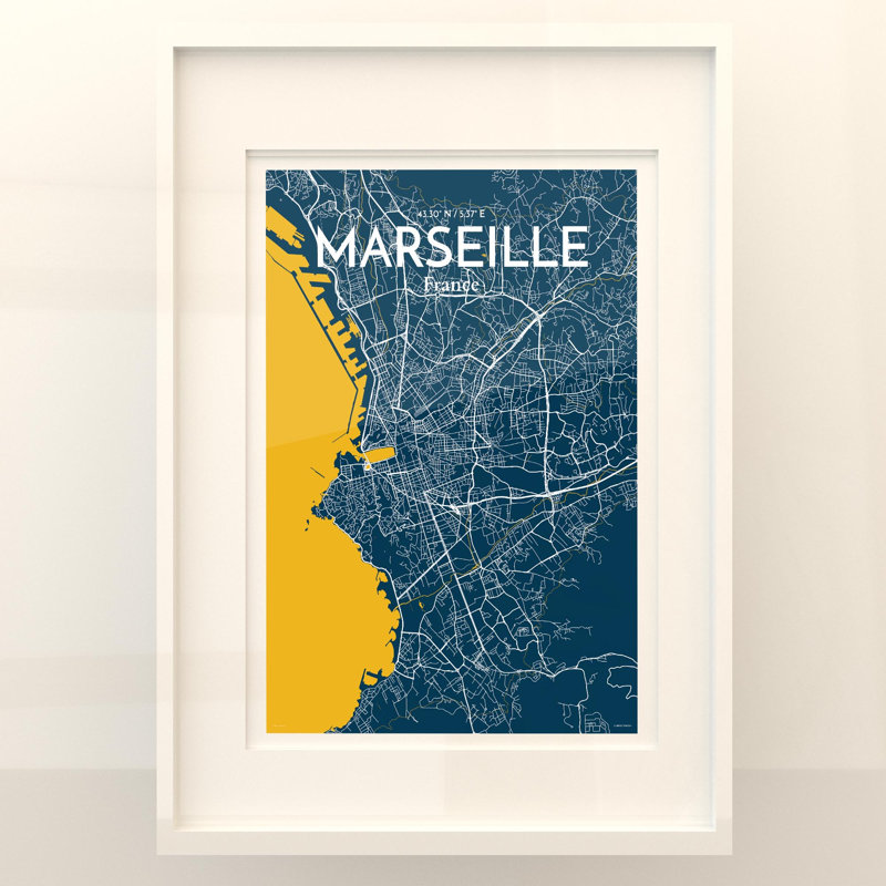 Marseille City Map In Amuse - No Frame Print, 27.6cm H x 19.7cm W x 0.05cm D