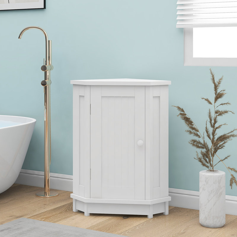 Armoire de salle de bain d'angle avec tablette réglable, Blanc