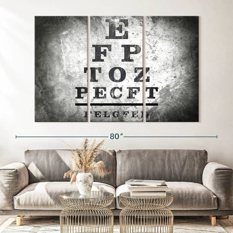 Optometry " Optometry Test " by NoirFontistry 3 - Pieces, 65" H x 42" W x 1.25" D