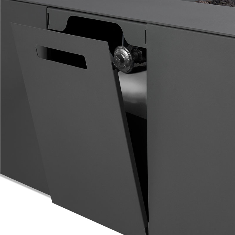 Coden Rectangle Metal Propane Fire Pit Table with Hidden Tank by Jensen Co., 20'' H x 72'' W x 28'' D, Charcoal Gray