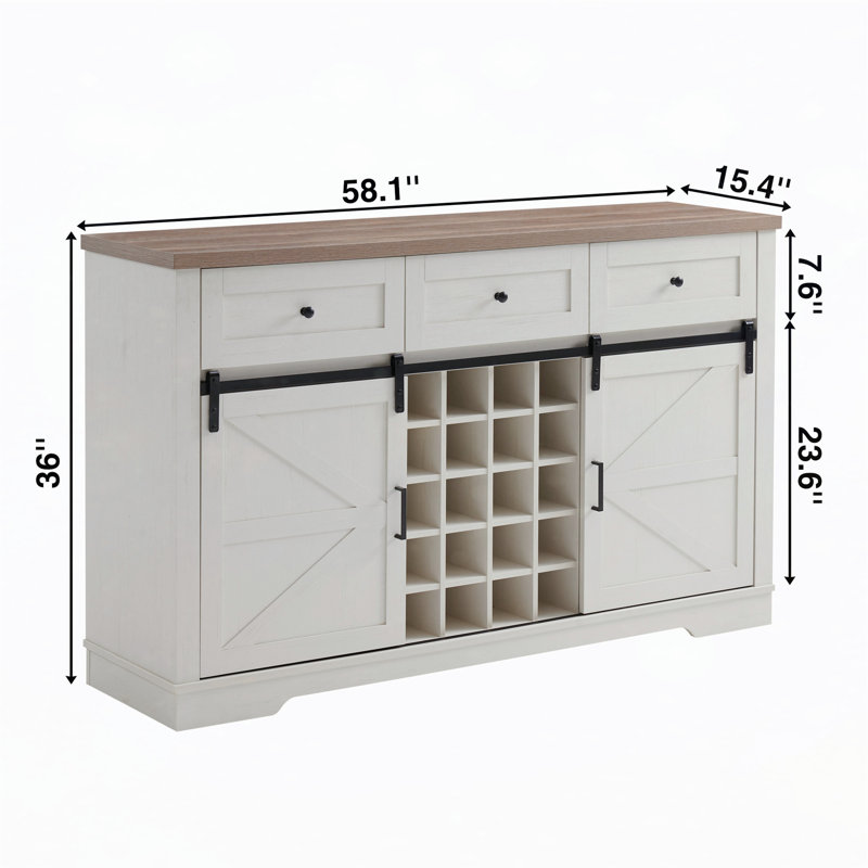 Versatile Rustic Buffet Sideboard with Multiple Storage Options for Home