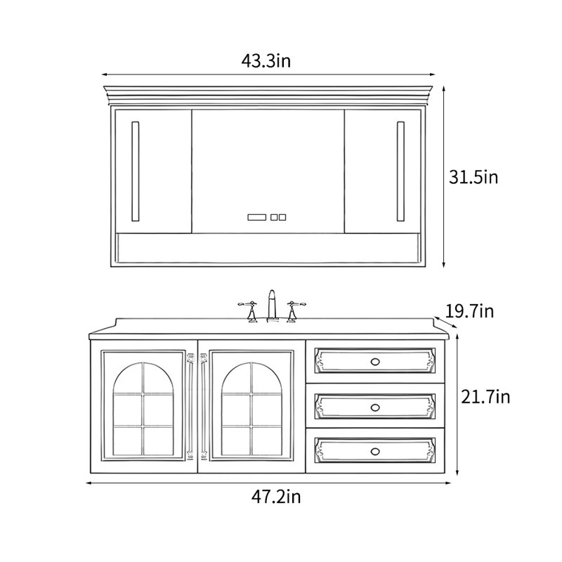 Armoire de salle de bain luxueuse rétro de style français