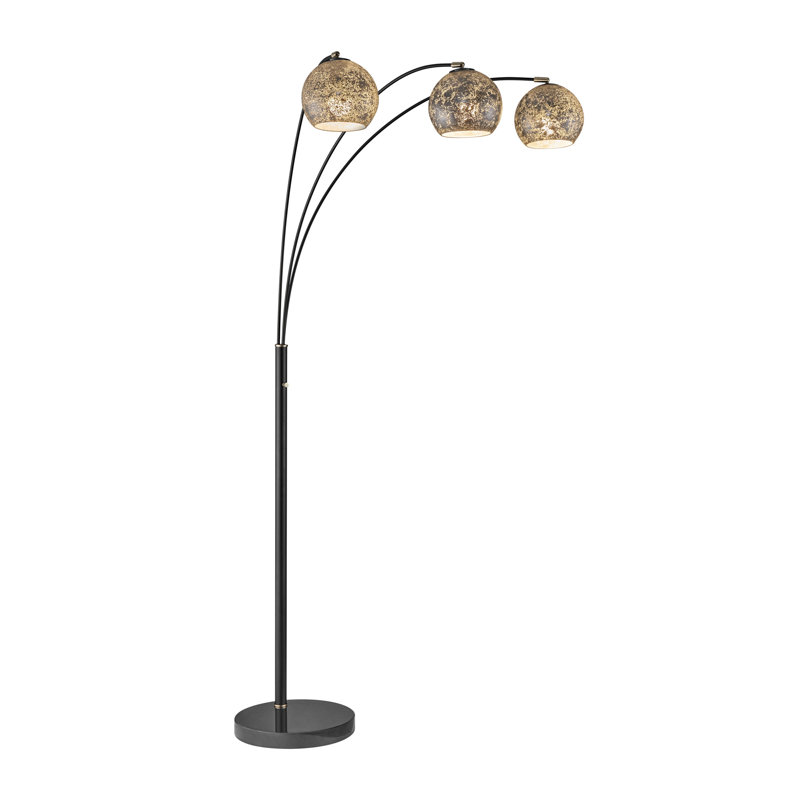 Lampe sur pied arquée 84 po Irmine, Noir / argent, Argent