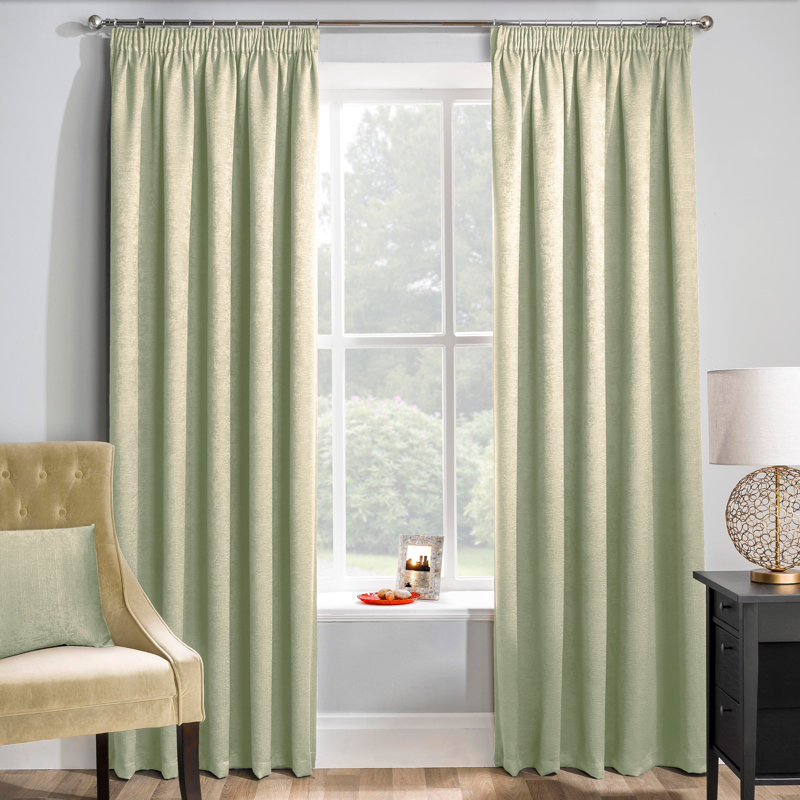 Armington Pencil Pleat Light Reducing Thermal Curtain, 117cm Width x 183cm Drop, Green