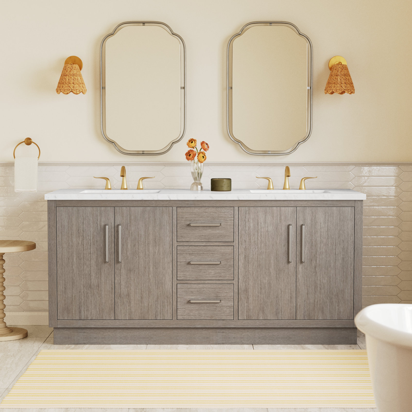 Kamila 72'' Double Bathroom Vanity, Chrome