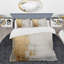 Ensemble de housse de couette Minimal Gold and Beige Abstract River III - Northern Lights-107148231
