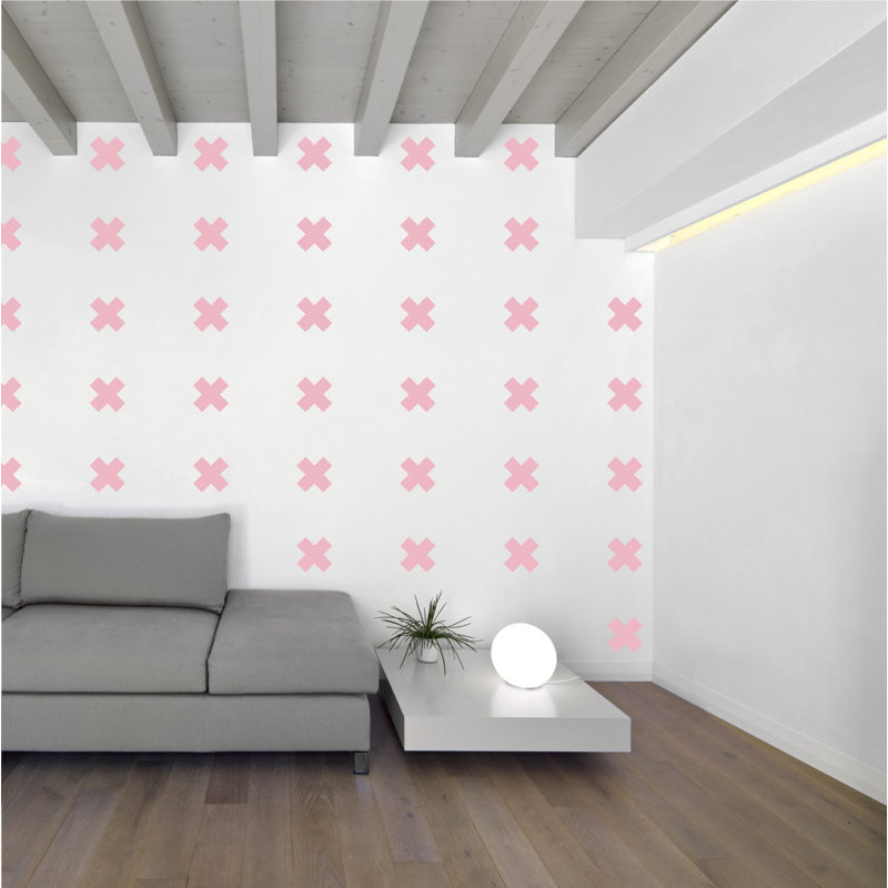 Décalcomanie murale à motifs croisés suisses, H 3 po x l 3 po x P 0,01 po, Rose œillet