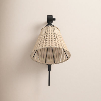 Barrows 2 Light Rattan Dimmable Plug-in Armed Sconce